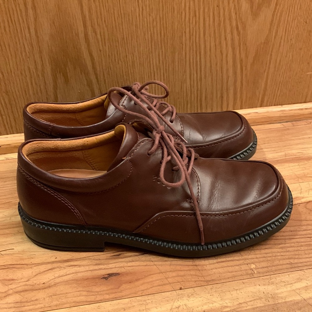 Ecco Light Junior Aranda brown leather Oxford boys 36 size 5 anti bacterial EUC
